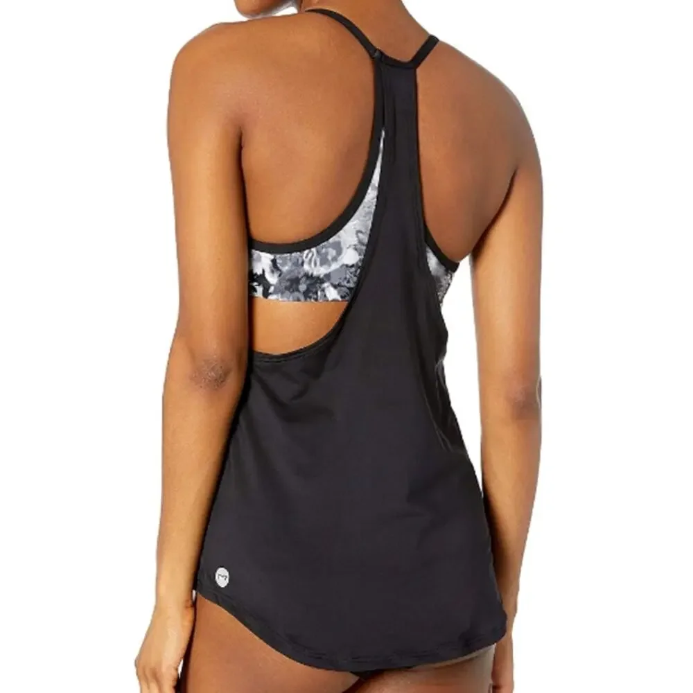 TYR DuraFast Lite VERONA SHEA 2n1 Tankini Swim Top - Black Grey XS 0/2 - $45